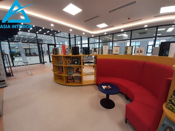 Nội thất khu thư viện tầng 1 trường liên cấp quốc tế thăng long